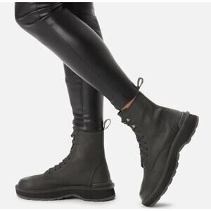 Sorel Hi Line Waterproof Lace Up Combat Boots Black Leather Women's size 8